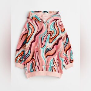 H&M - Pink/patterned Oversized Hoodie